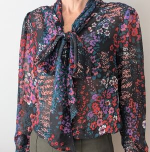 Molly Bracken Multicolor Floral Blouse with Bow